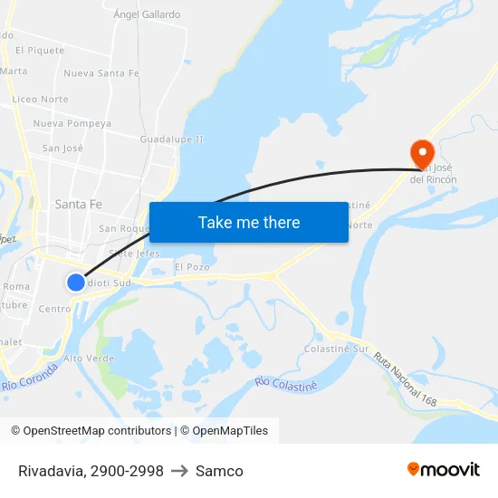 Rivadavia, 2900-2998 to Samco map