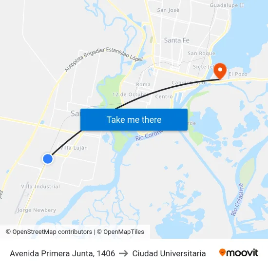 Avenida Primera Junta, 1406 to Ciudad Universitaria map