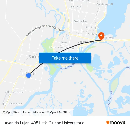 Avenida Lujan, 4051 to Ciudad Universitaria map