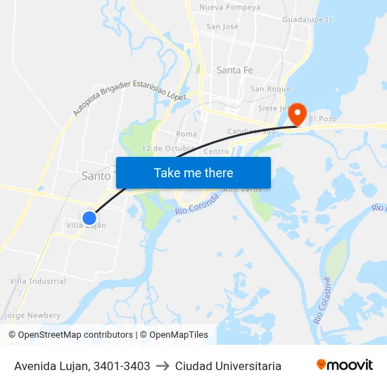 Avenida Lujan, 3401-3403 to Ciudad Universitaria map