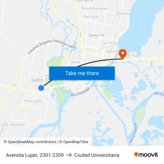 Avenida Lujan, 2301-2309 to Ciudad Universitaria map