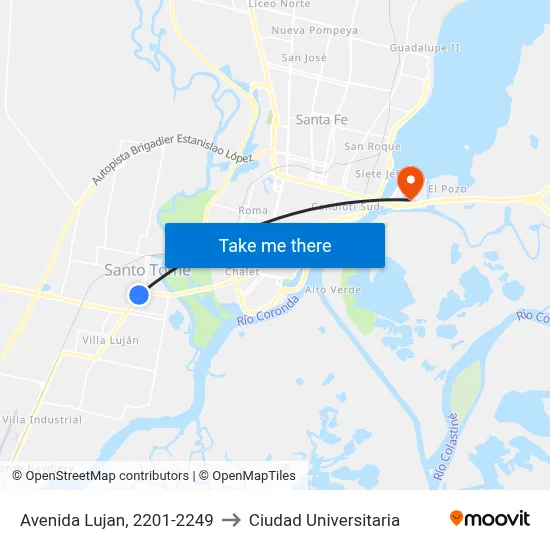 Avenida Lujan, 2201-2249 to Ciudad Universitaria map