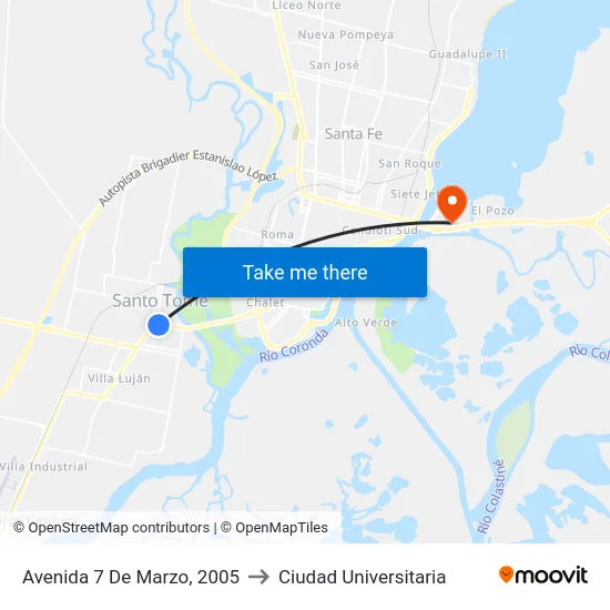 Avenida 7 De Marzo, 2005 to Ciudad Universitaria map