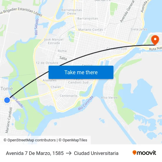 Avenida 7 De Marzo, 1585 to Ciudad Universitaria map