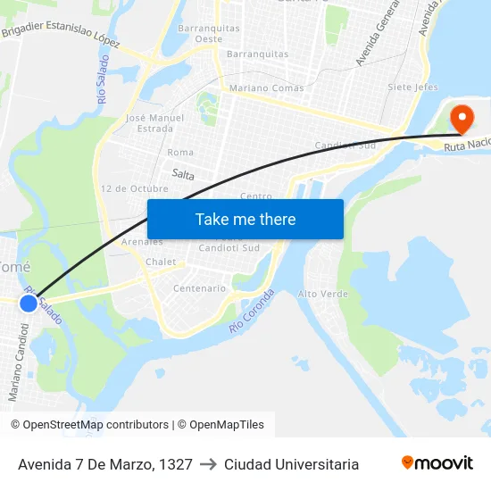 Avenida 7 De Marzo, 1327 to Ciudad Universitaria map
