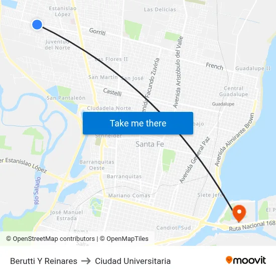 Berutti Y Reinares to Ciudad Universitaria map