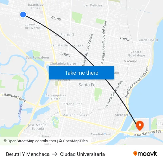 Berutti Y Menchaca to Ciudad Universitaria map