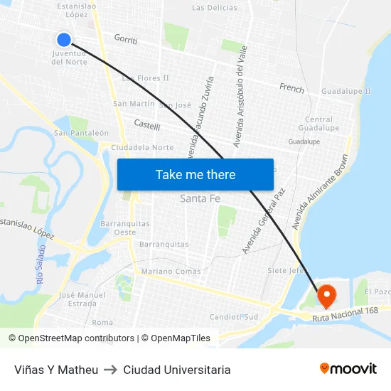 Viñas Y Matheu to Ciudad Universitaria map