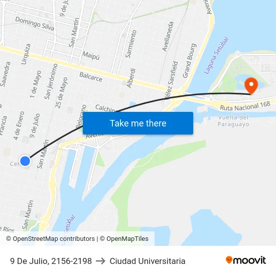 9 De Julio, 2156-2198 to Ciudad Universitaria map