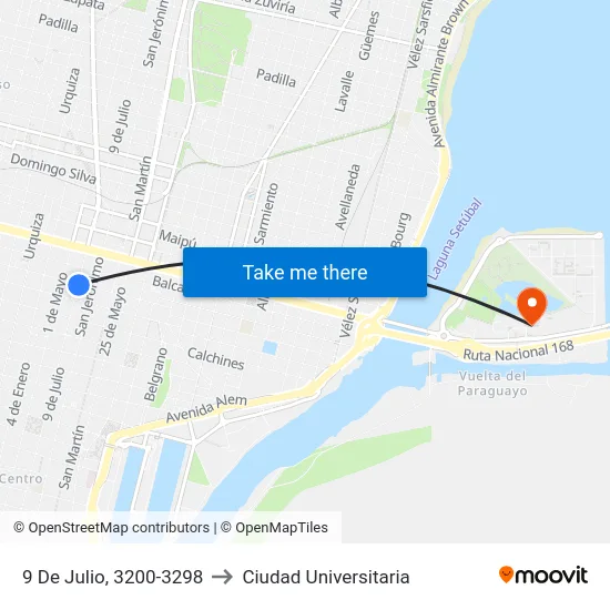9 De Julio, 3200-3298 to Ciudad Universitaria map