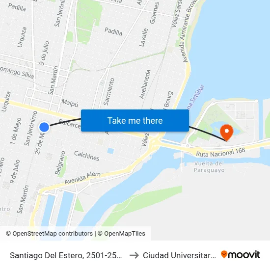 Santiago Del Estero, 2501-2599 to Ciudad Universitaria map