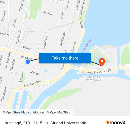 Ituzaingó, 2101-2115 to Ciudad Universitaria map