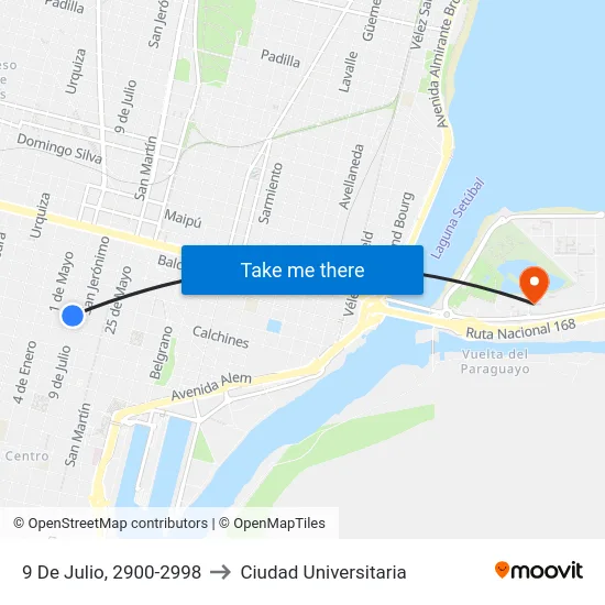 9 De Julio, 2900-2998 to Ciudad Universitaria map