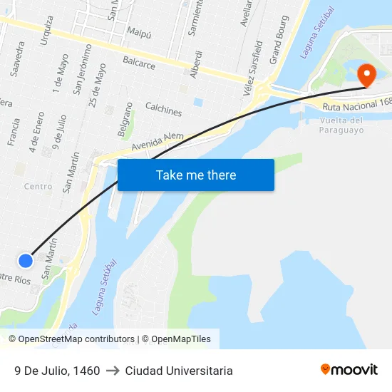 9 De Julio, 1460 to Ciudad Universitaria map