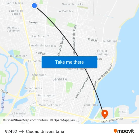 92492 to Ciudad Universitaria map