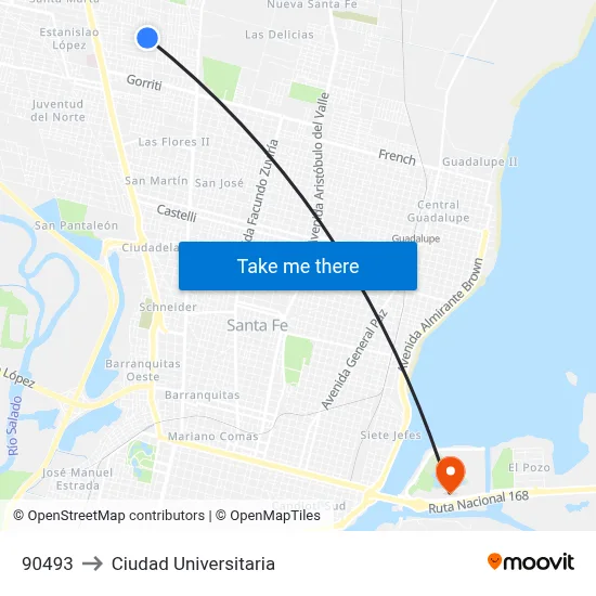 90493 to Ciudad Universitaria map