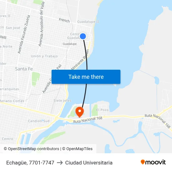 Echagüe, 7701-7747 to Ciudad Universitaria map