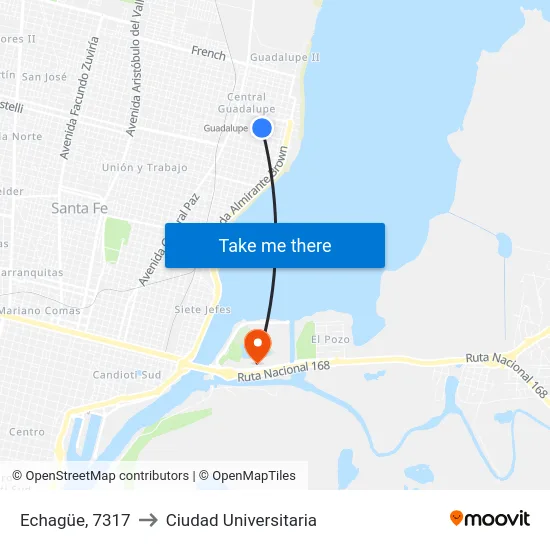 Echagüe, 7317 to Ciudad Universitaria map