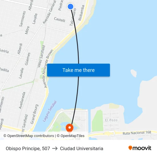 Obispo Principe, 507 to Ciudad Universitaria map