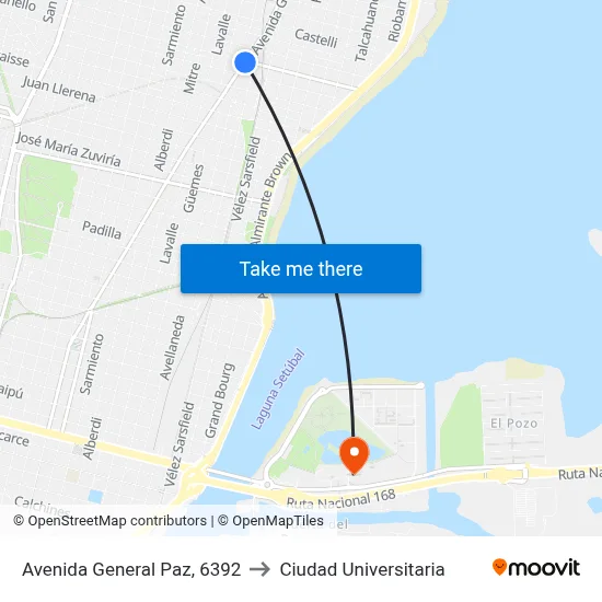 Avenida General Paz, 6392 to Ciudad Universitaria map