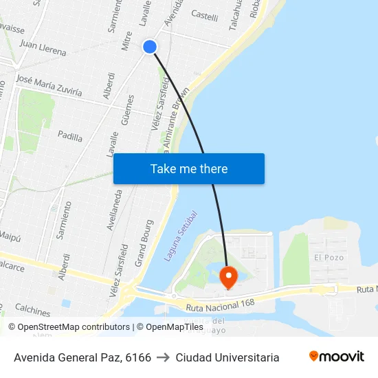 Avenida General Paz, 6166 to Ciudad Universitaria map