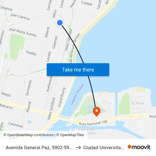 Avenida General Paz, 5902-5998 to Ciudad Universitaria map