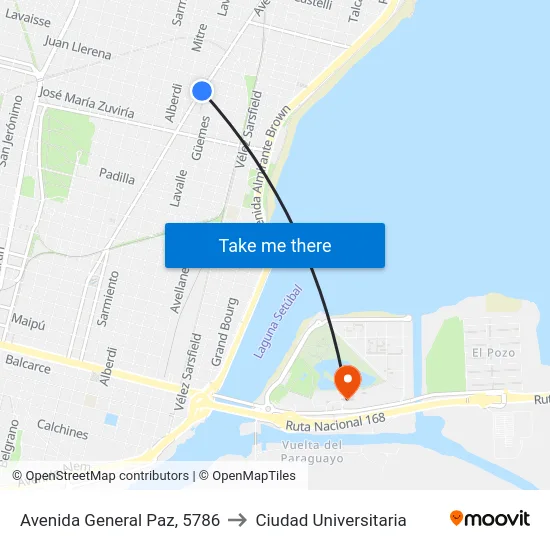 Avenida General Paz, 5786 to Ciudad Universitaria map
