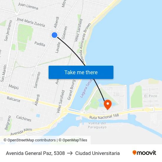 Avenida General Paz, 5308 to Ciudad Universitaria map