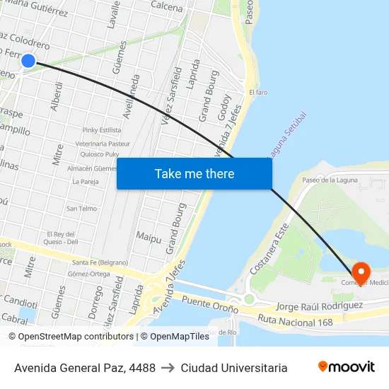 Avenida General Paz, 4488 to Ciudad Universitaria map