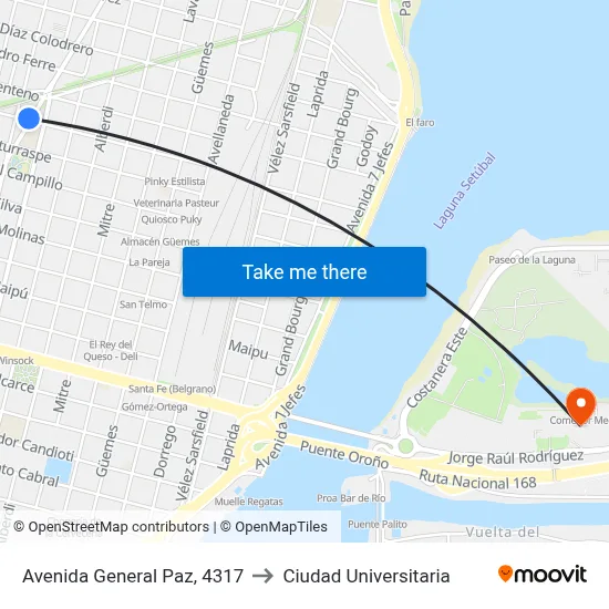 Avenida General Paz, 4317 to Ciudad Universitaria map