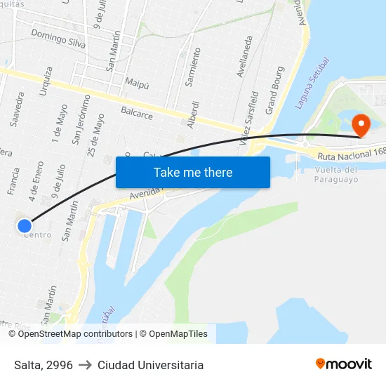 Salta, 2996 to Ciudad Universitaria map