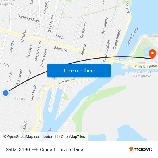 Salta, 3190 to Ciudad Universitaria map