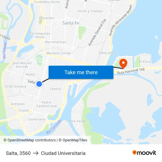 Salta, 3560 to Ciudad Universitaria map