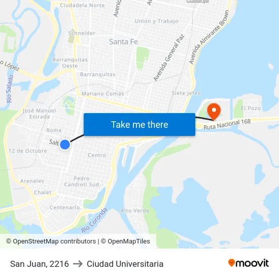 San Juan, 2216 to Ciudad Universitaria map