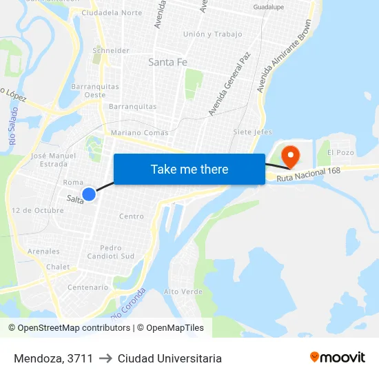 Mendoza, 3711 to Ciudad Universitaria map