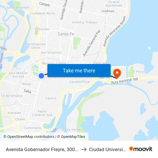 Avenida Gobernador Freyre, 3001-3027 to Ciudad Universitaria map