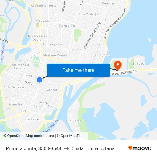 Primera Junta, 3500-3544 to Ciudad Universitaria map