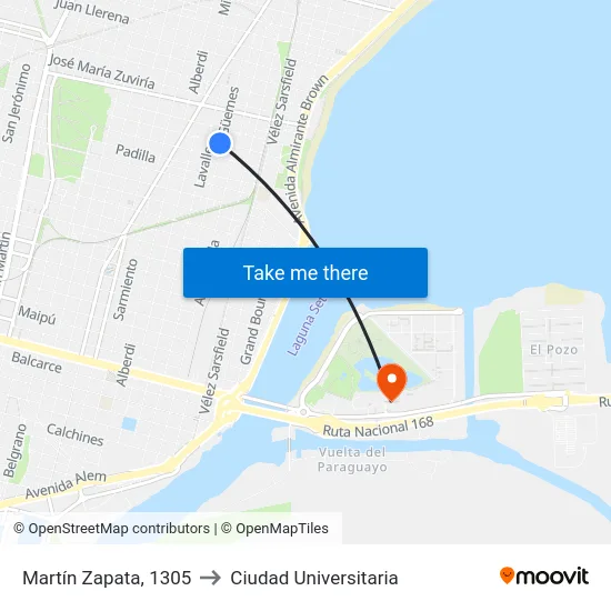 Martín Zapata, 1305 to Ciudad Universitaria map