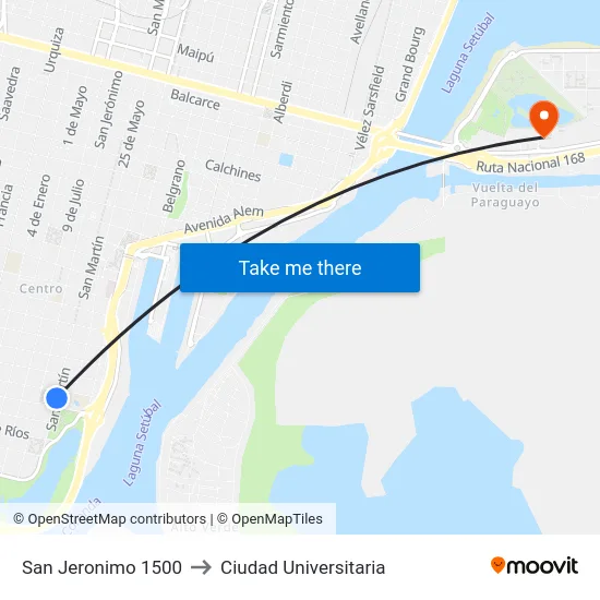 San Jeronimo 1500 to Ciudad Universitaria map