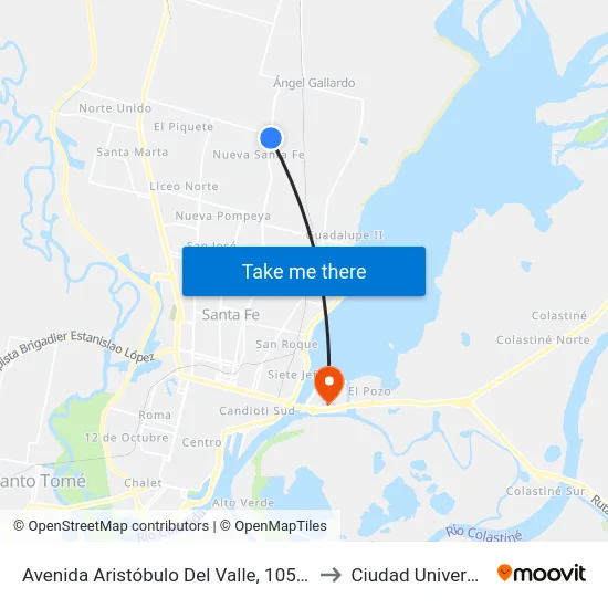 Avenida Aristóbulo Del Valle, 10504-10608 to Ciudad Universitaria map