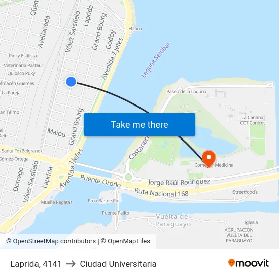 Laprida, 4141 to Ciudad Universitaria map