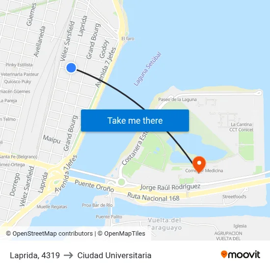 Laprida, 4319 to Ciudad Universitaria map