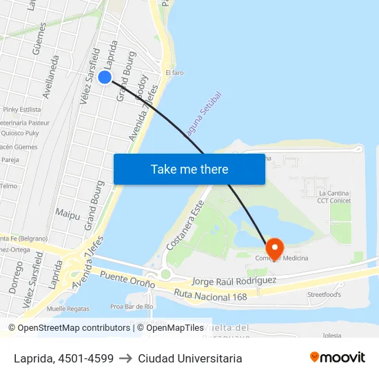 Laprida, 4501-4599 to Ciudad Universitaria map