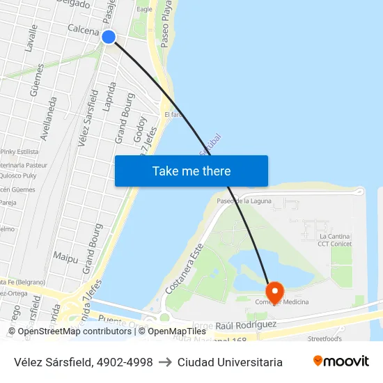 Vélez Sársfield, 4902-4998 to Ciudad Universitaria map