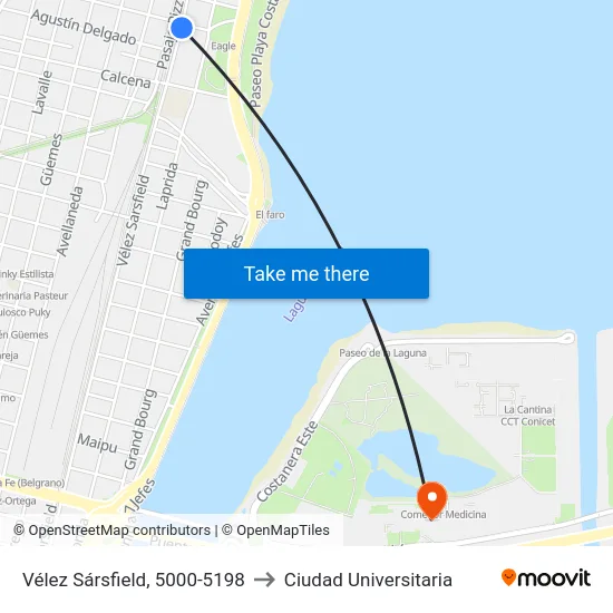 Vélez Sársfield, 5000-5198 to Ciudad Universitaria map