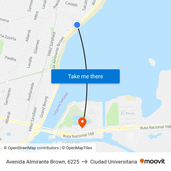 Avenida Almirante Brown, 6225 to Ciudad Universitaria map