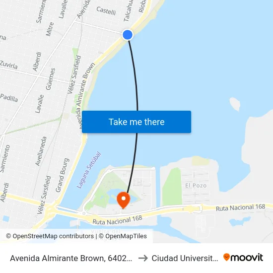 Avenida Almirante Brown, 6402-6500 to Ciudad Universitaria map