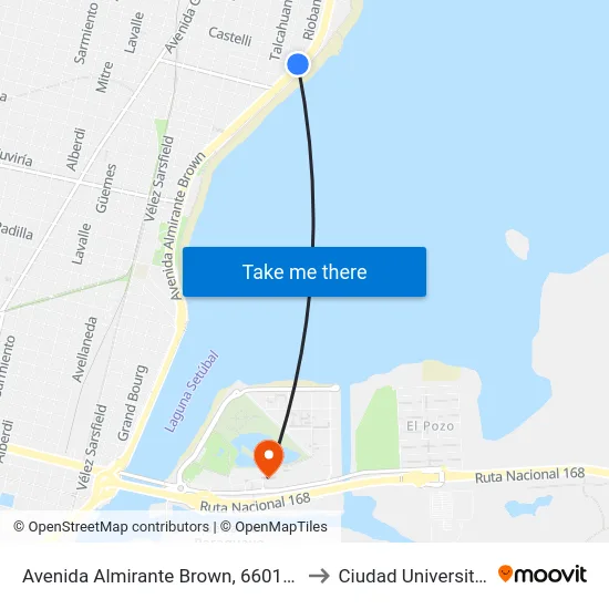 Avenida Almirante Brown, 6601-6649 to Ciudad Universitaria map