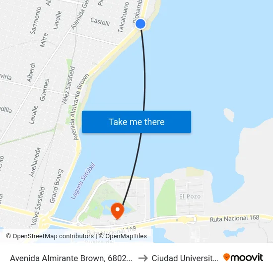 Avenida Almirante Brown, 6802-6880 to Ciudad Universitaria map