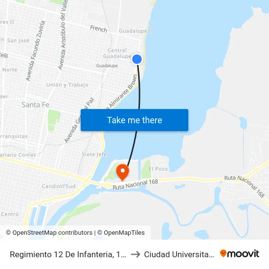 Regimiento 12 De Infanteria, 180 to Ciudad Universitaria map